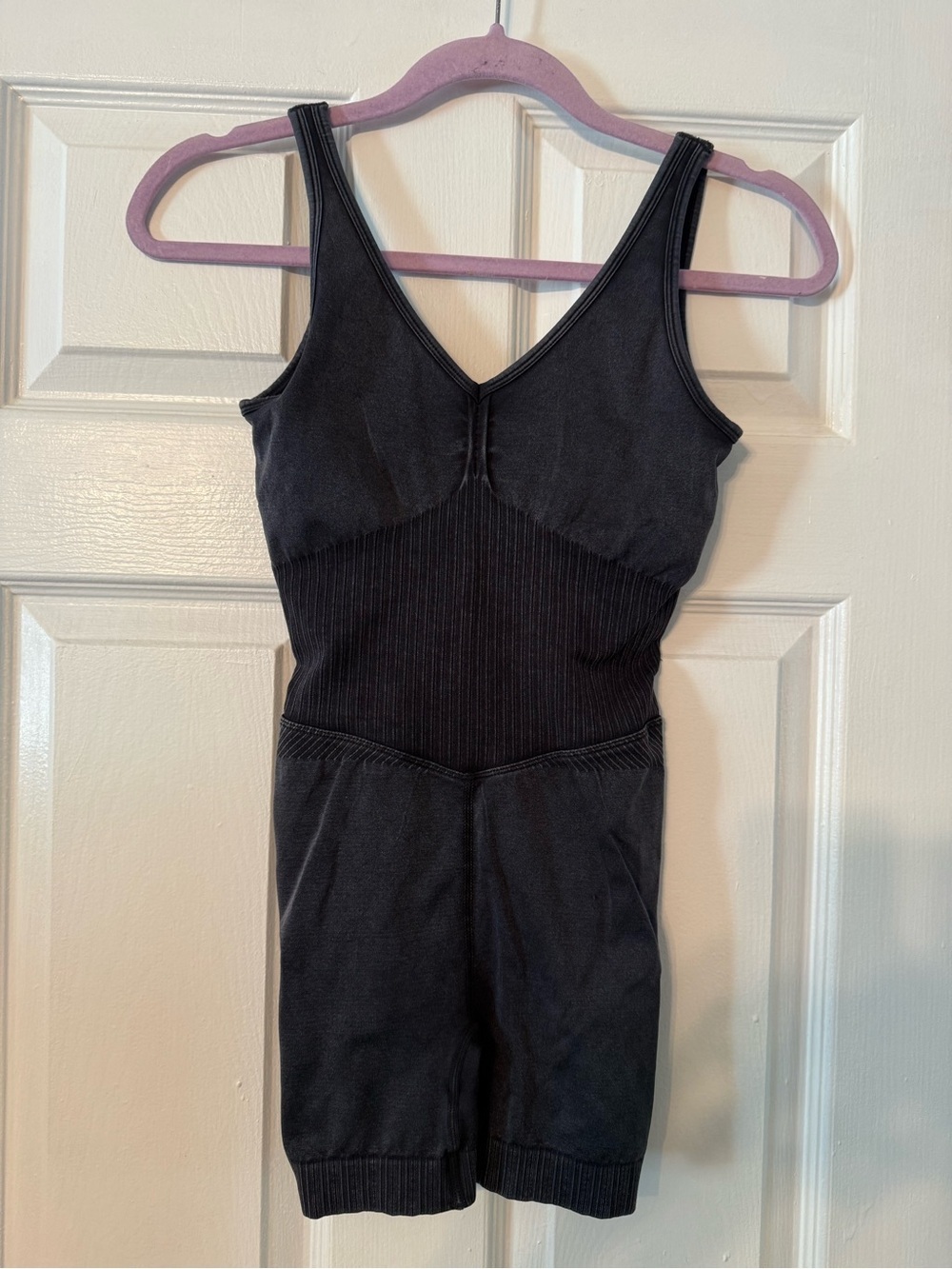 JoyLab Gray Sleeveless Ribbed Jumpsuit Romper